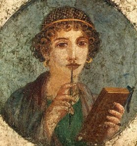 Roman woman mulling book